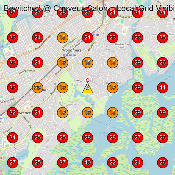 Bewitched @ Cheveux Salon GeoGrid visibility map for Beauty Salon in Woodmere